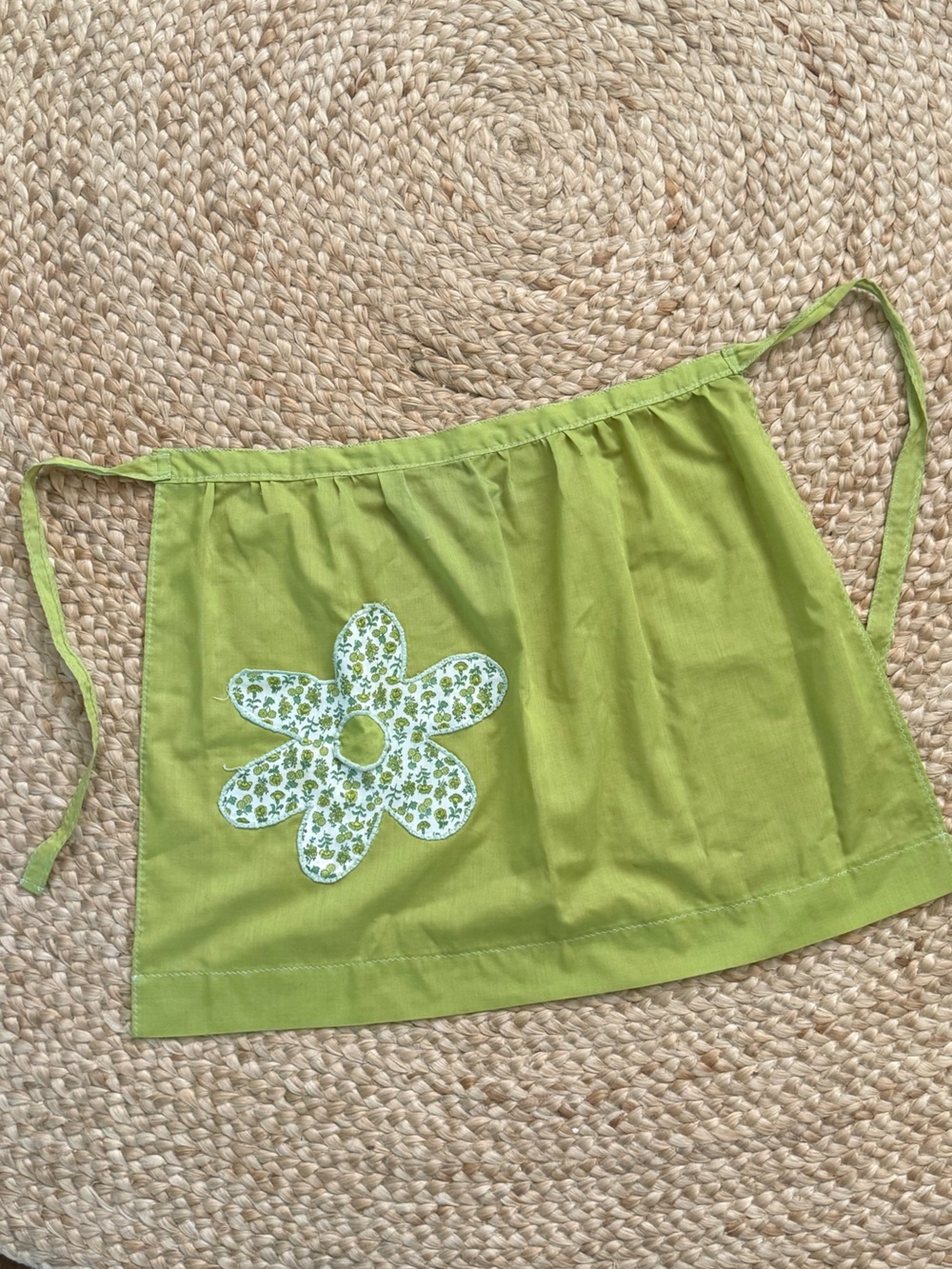 Vintage Handmade Green Floral Apron